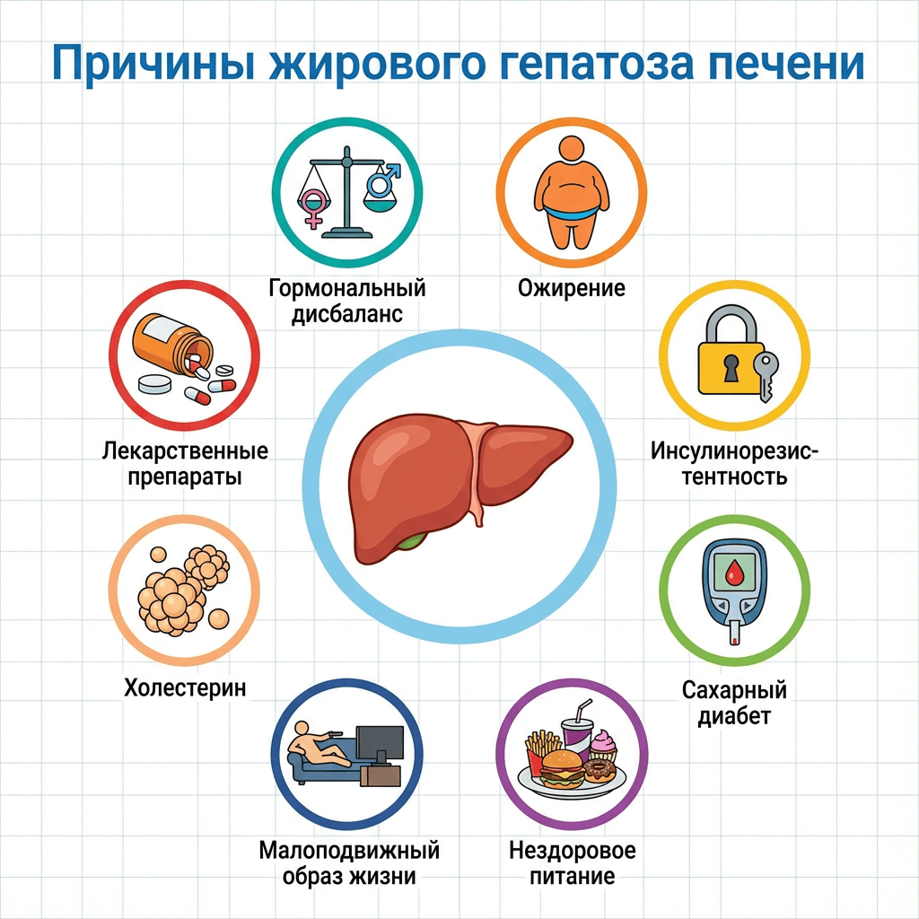 Причины жировой болезни печени