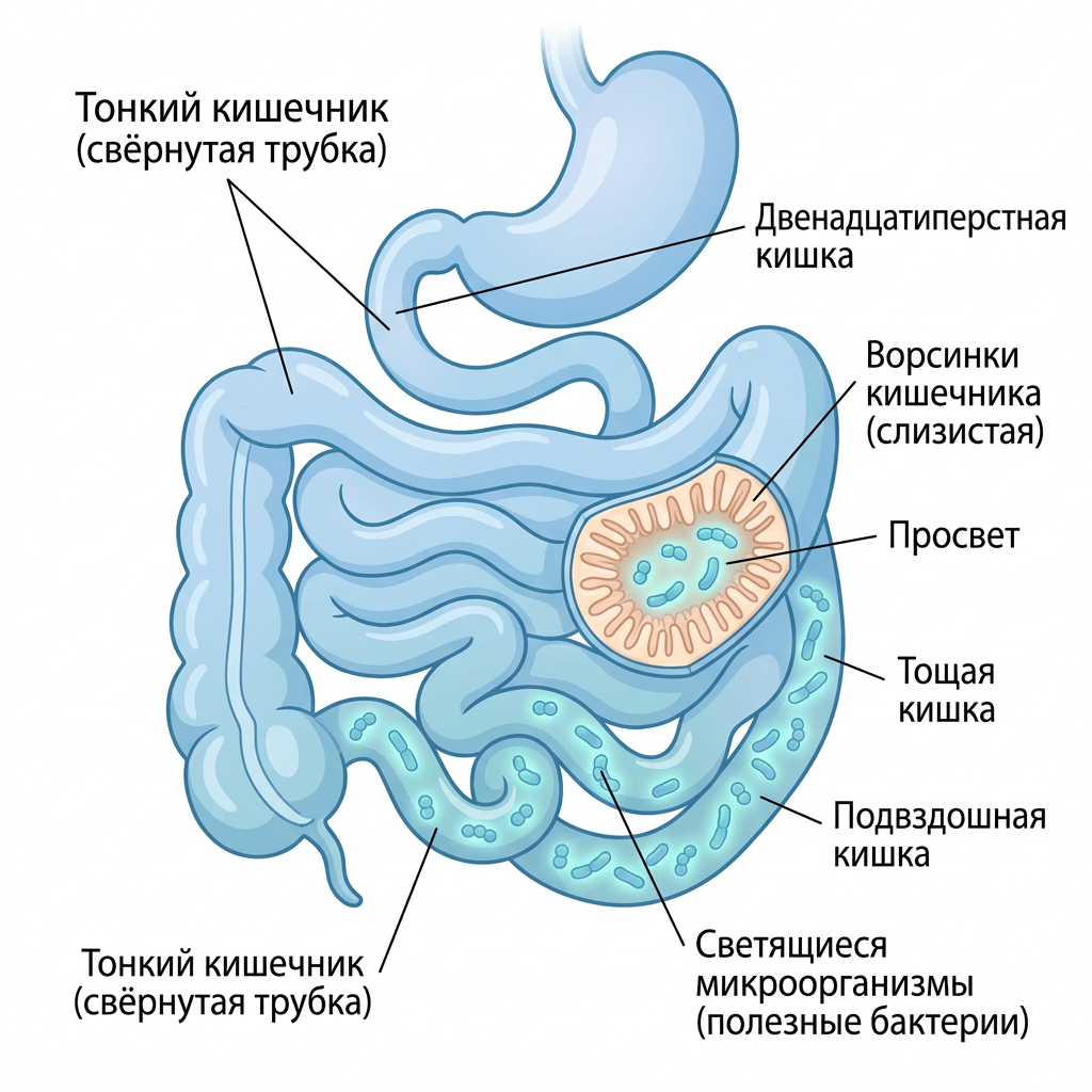Анатомия тонкого кишечника и механизм развития СИБР