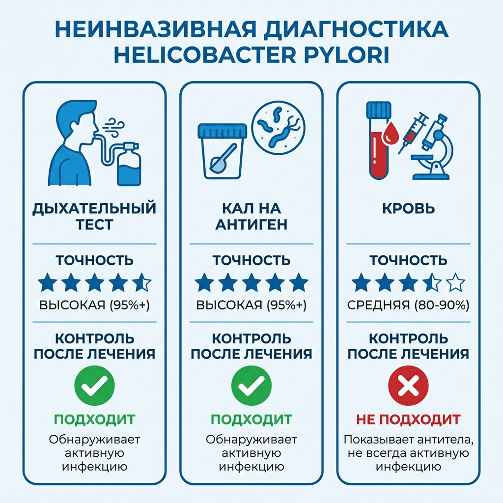 Сравнение методов диагностики хеликобактер пилори