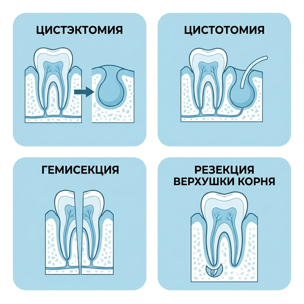 методы удаления кисты зуба