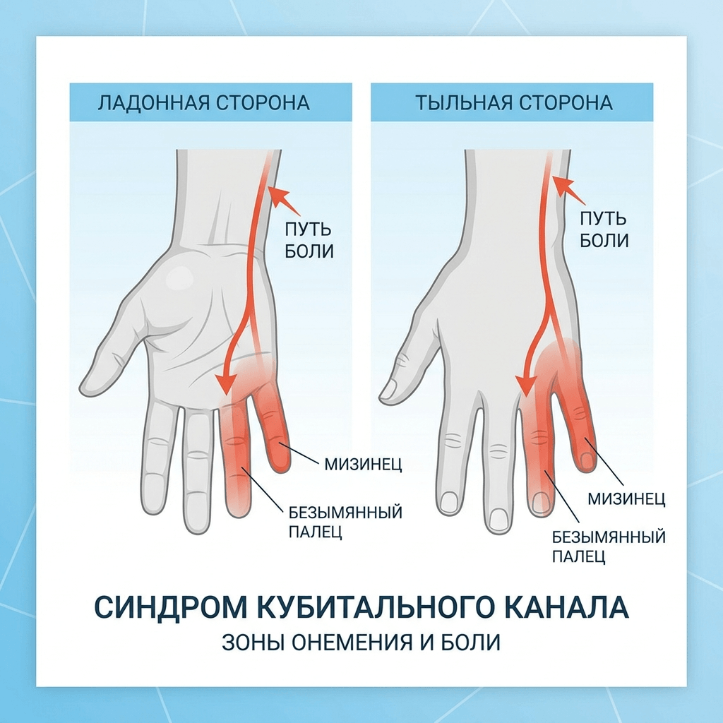 Симптомы синдрома кубитального канала