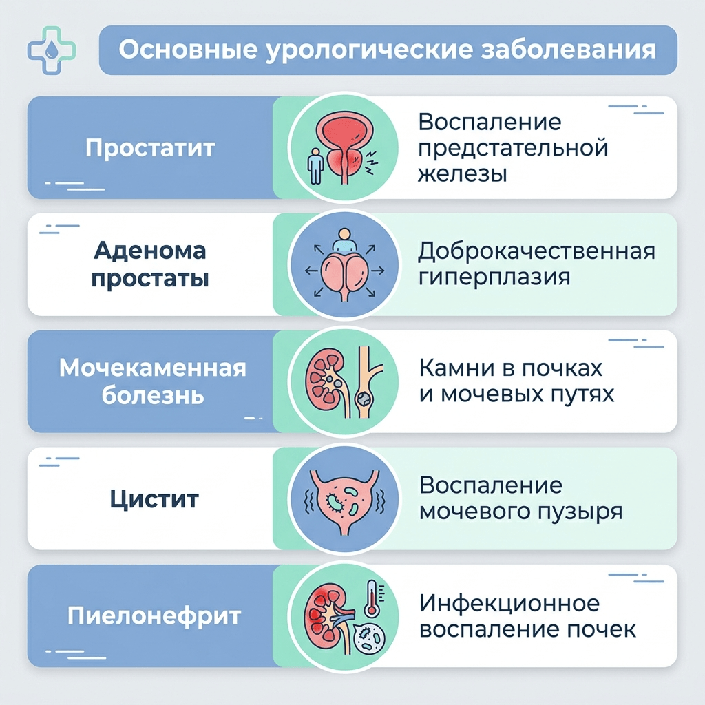 Основные заболевания, которые лечит уролог у мужчин