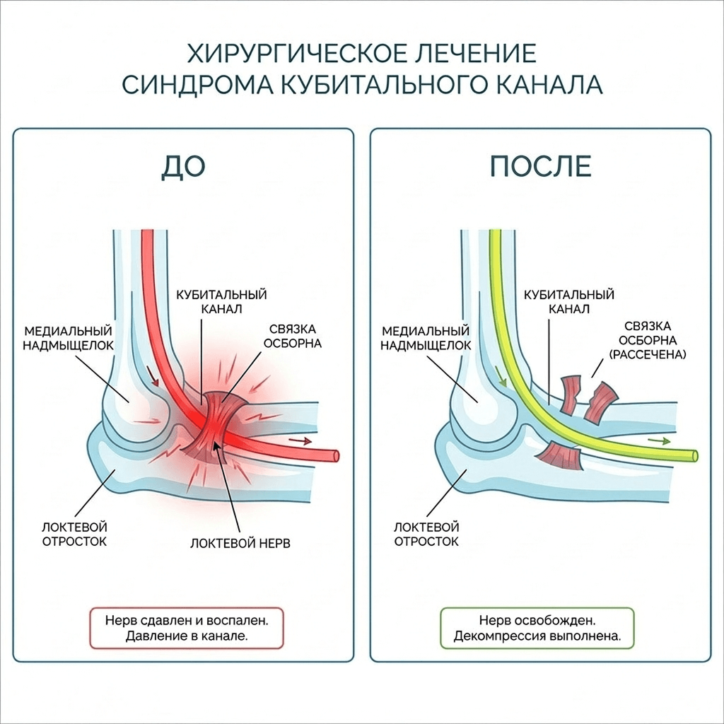Хирургическое лечение синдрома кубитального канала