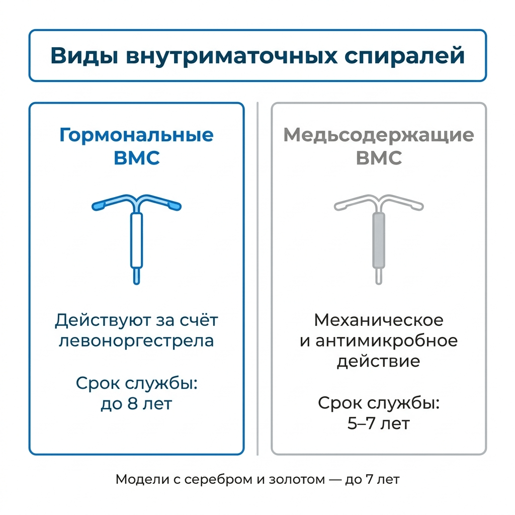 виды внутриматочных спиралей