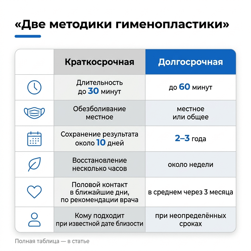 виды гименопластики — краткосрочная и трехслойная