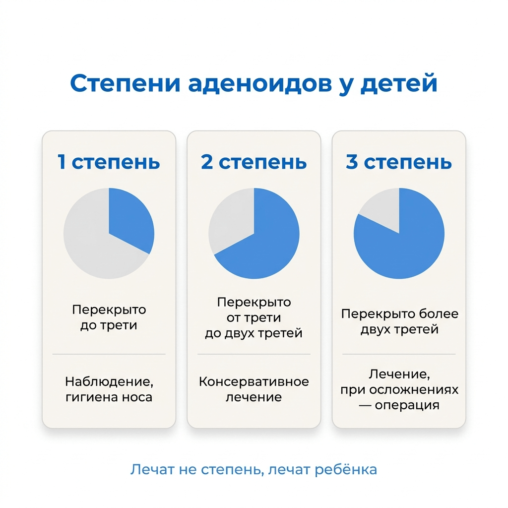 Степени аденоидов у детей 1, 2, 3