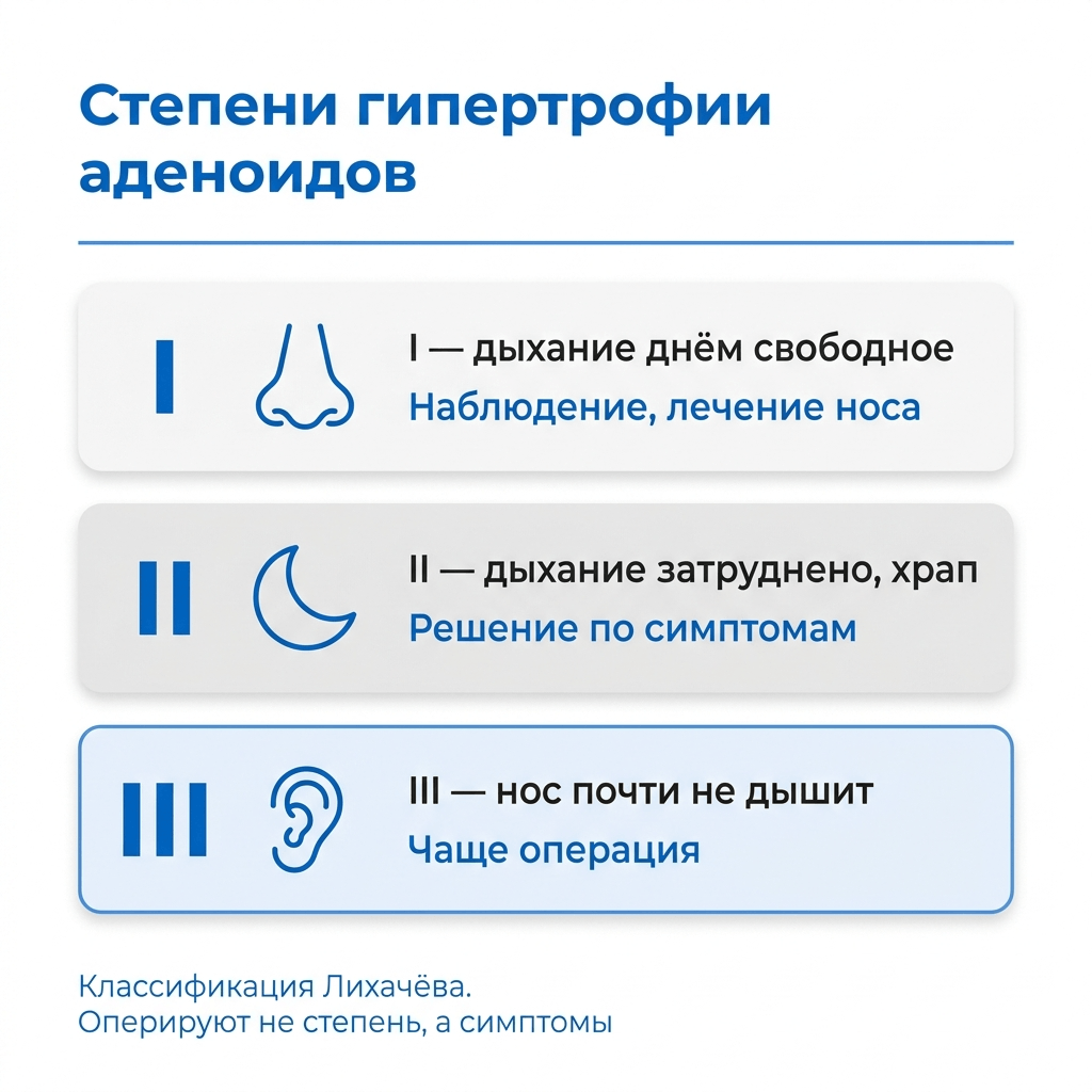 степени гипертрофии аденоидов у детей