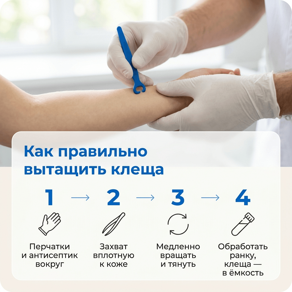 Пошаговая инструкция удаления клеща