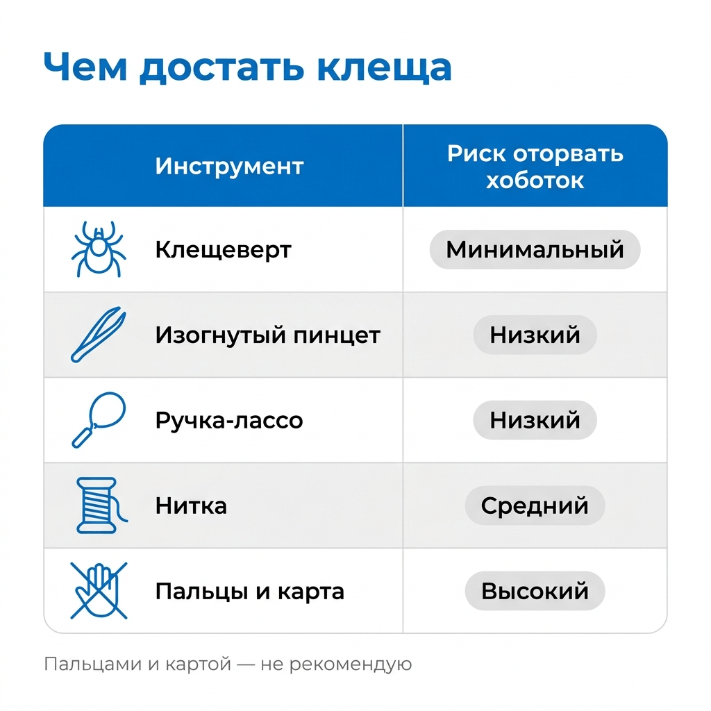 Сравнение инструментов для удаления клеща