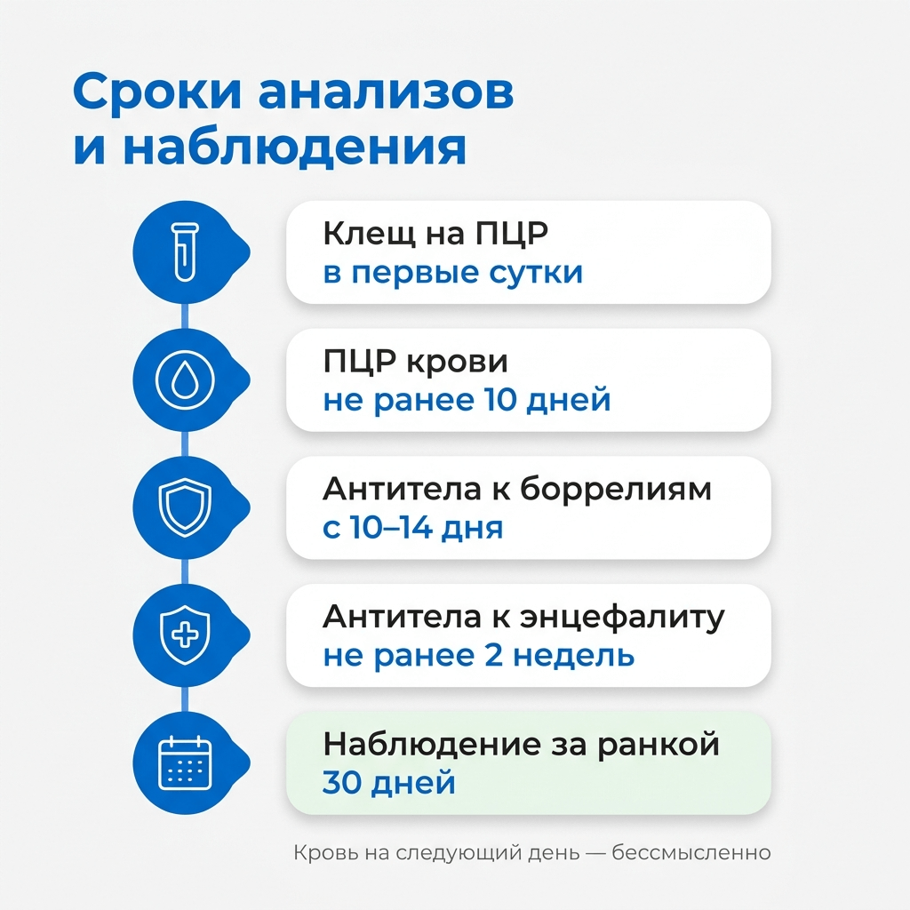 Сроки анализов после укуса клеща