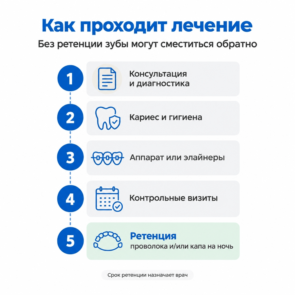 этапы исправления прикуса и ретенция